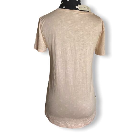 Ann Taylor Womens Top Size‎ Small Beige Black Mesh Bow Lyocell NEW - Picture 4 of 6